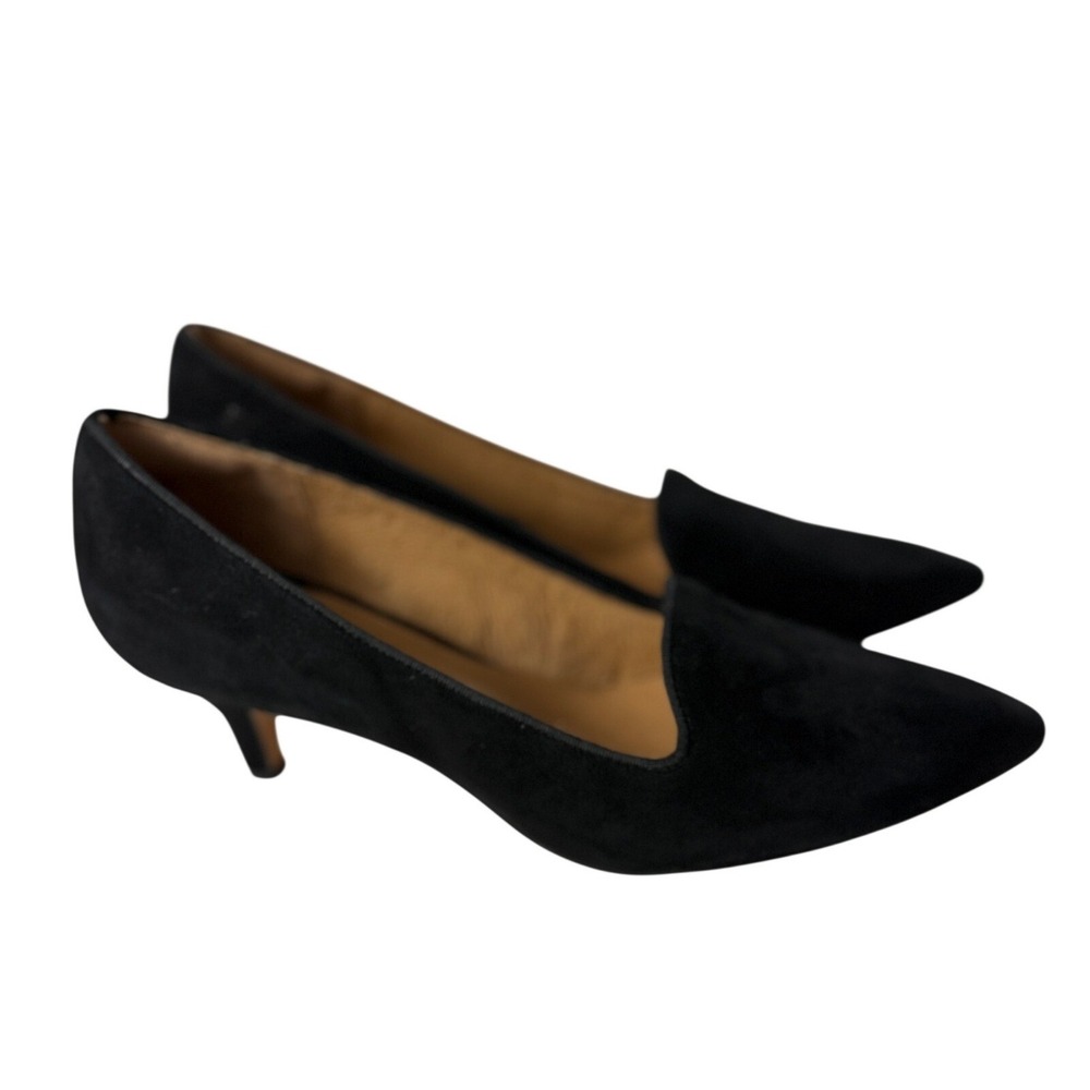 Indigo by Clarks Sage Elfin Black Suede Pointed Kitten Heel Pumps Womens 10M